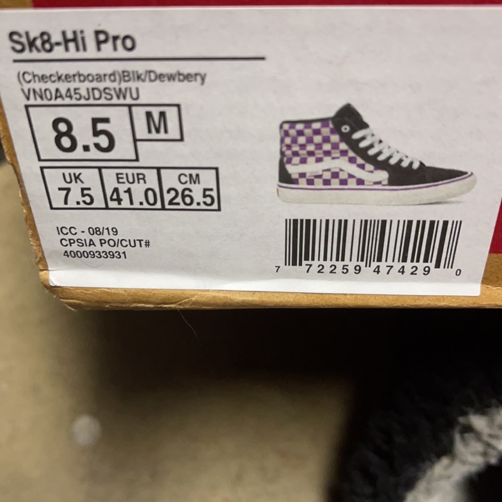 New Vans hi top skate sk8 hi top - Picture 6 of 6